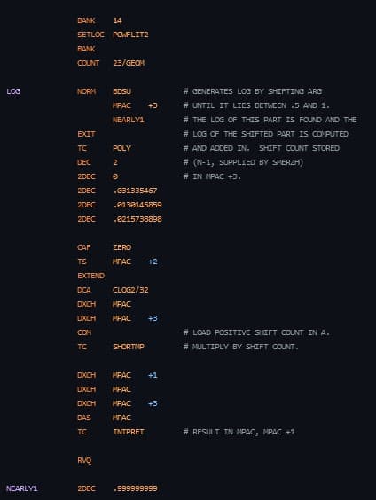 Apollo navigācijas datora kods